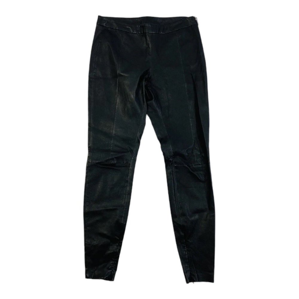 MUUBAA Black Pure Lamb Leather Tapered Zippered Ankle Womens Pants Size 4